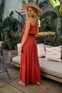Solid Woven Tube Maxi Dress
