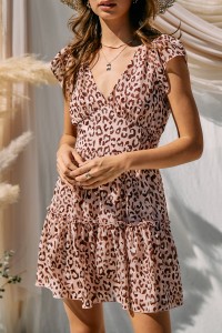 Leopard Printed Jacquard Chiffon Dress